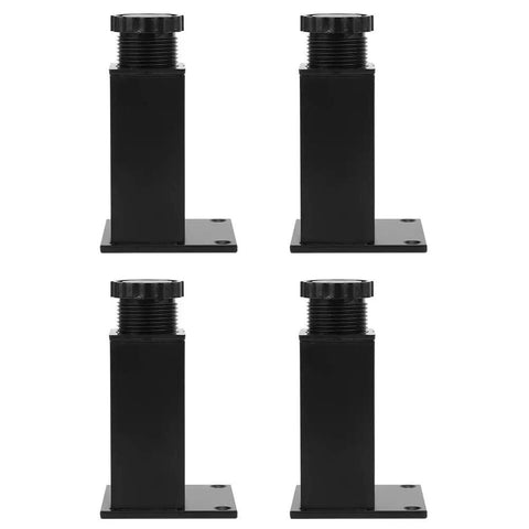 Adjustable Aluminum Sofa Legs 4 Pack For Cabinets And Furniture, Beefy Heavy Duty Feet In Black, Square Base, Easy Leveling