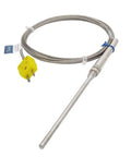 K Type Thermocouple Probe Sensor 100mm Long 5mm Diameter Tip Temperature Range 0 To 600 C Durable Metal Sheath visible