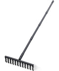 Heavy Duty Bow Rake With 60 Inch Adjustable Handle And 12 Tines For Soil Leveling, Thatch Rake For Gardening, Black, extended view.