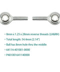 CK100-S Steering Wheel Linkage Rod With Heim Joints For Go Kart Replacement Part That Fits CK100-S SK100 HS100GK 98cc 3.0HP P401001641100000 Durable Performance Upgrade. 8mm threaded heim joints, 54.4mm long