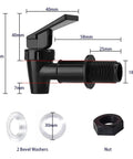 Universal Water Spigot for 5 Gallon Buckets and Barrels, BPA Free Food Grade Plastic Faucet, Double Spout Replacement Valve dimensions