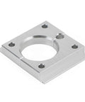 Silver CNC Shock Shaft Clamp and Vise Block for 2021 Fox Float X2 DHX2 Ride Ready Mountain Bike, angled view