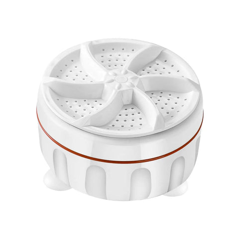 4 Pack Mini Portable Electric Clothes Washer USB Rechargeable Deep Waterproof Automatic Cycle Tiny Pocket Rocket For Travel Dorm Apartment Rv No Sweat Quick Wash With Intelligent Timing compact white laundry tool side view