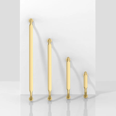 4 sizes of Brushed Gold Cabinet Pulls, 5 Inch Drawer Handles Forged From Hefty Zinc Alloy, Easy Swap Modern Hardware That Really Slaps.