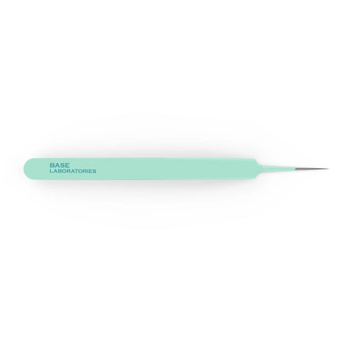 Ingrown Hair Tweezers Set 2 Pack With Curved And Pointed Tips For Precision Hair Removal, Stainless Steel With Protective Case, Great For Razor Bumps, Splinters, And Facial Hair. Single pointed-tip stainless steel tweezer on white background.