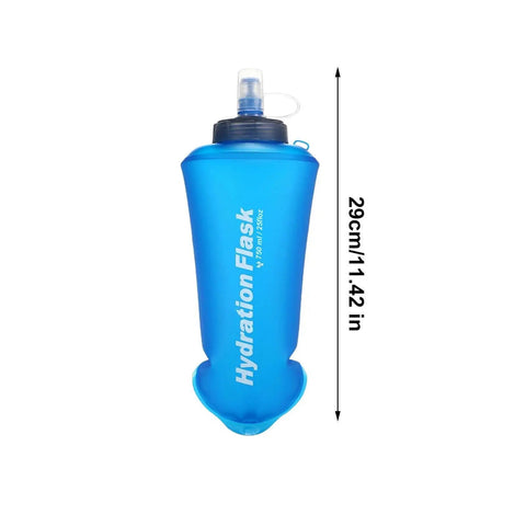 Foldable Hydration Bottle For Hiking And Running, 11.42 Inch Squeeze Bladder With Leakproof Caps, Food Grade Silicone Vessel.