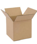 Set Of 100 Small 4x4x4 Inch Kraft Corrugated Mail Boxes For Shipping And Packing, open square cardboard box, moisture resistant