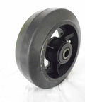 Heavy Duty 6X2 Inch Swivel Caster With Kingpinless Design And Rubber Wheel On Steel Hub, black rubber wheel side view.