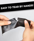 Person tearing Industrial Grade Black Duct Tape Ultra Tough As Nails Half Inch By 60 Feet Waterproof UV Resistant For DIY Projects