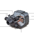 Cutaway view of 1200 GPH Magnetic Drive Utility Pump For Ponds Quiet Durable Black Outdoor, showing internal magnetic drive components.