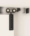 96 Inch Box Rail Sliding Barn Door Hardware Kit Ceiling Mount For Exterior And Interior Single Door Beefy Build Heavy Duty Black Aluminum Track With Corrosion Resistant Finish And Smooth Easy Glide Door Not Included close-up installed view showing black ceiling rail