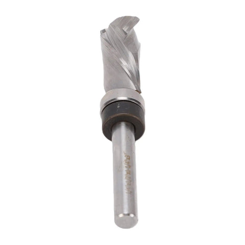 Gowenic 1 4 Inch Shank Spiral Flush Trim Router Bit With Compression Edges For Smooth CNC Woodworking and Template Trimming Jobs visible from the front angle.