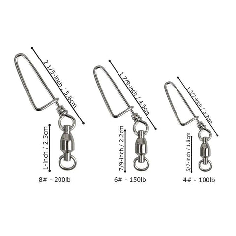 Ball Bearing Fishing Swivel With Welded Ring And Coastlock Snap For Kite Lines And Tackle Coppery Stainless Steel Corrosion Resistant Easy Open Coastlock Snap Size 8 200 Lb 10 Pack, size chart