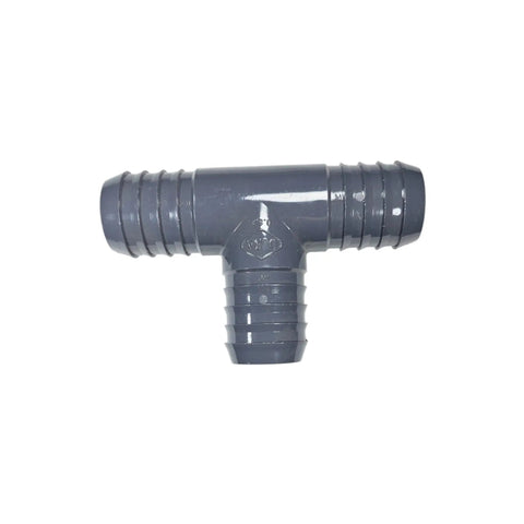 Barbed Tee PVC 3-Way Hose Connector for Irrigation and Plumbing, Multi-Size Kit with 1/2 in, 3/4 in, 1 in, 1-1/4 in, 1-1/2 in, 2 in Fittings, Secure with Hose Clamps, Durable USA Made Irrigation Fitting, Easy Split or Merge Lines, dark PVC barbed tee fitting