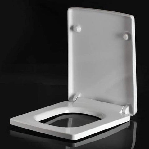 Premium Heavy Duty Thick Square Toilet Seat Cover With Silent Slow Close Hinges And Elevated Height Support For Reliable Daily Access And Built Tough Heavyweight Comfort, white raised seat open