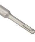 Close-up of Heavy Duty Hole Saw Arbor Adapter and Drill Rod Connector for Round Shank Electric Hammers, steel material.