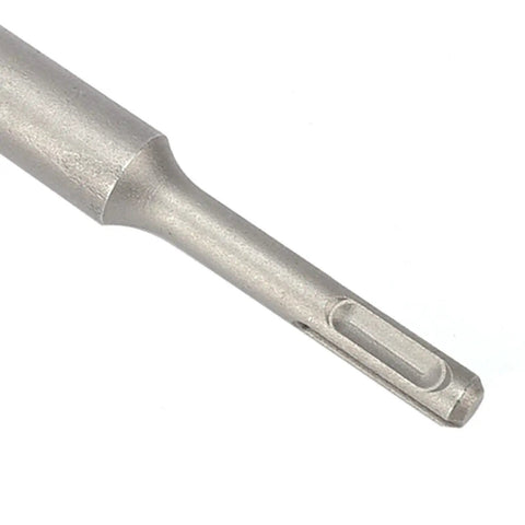 Close-up of Heavy Duty Hole Saw Arbor Adapter and Drill Rod Connector for Round Shank Electric Hammers, steel material.