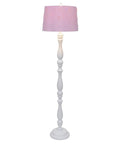 Polly Turned Column Metal Floor Lamp With Pink Laser Cut Drum Shade In White Finish Shabby Chic Style 60 Inch Tall 3 Way Rotary Switch