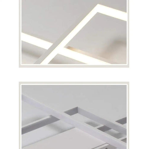 Sleek Dope Three Rectangle Acrylic Chandeliers With Dimmable Remote Flush Mount Ceiling Light Fixtures detail view