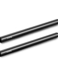 Badass 12 Inch Aluminum Camera Rig Rods With Industrial 15mm Diameter And Secure M12 Female Threads on a plain background.