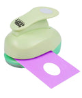 1 Inch Oval Lever Punch For Scrapbooking And Card Making, Easy Cut Paper Punch Tool with purple paper showing an oval cutout