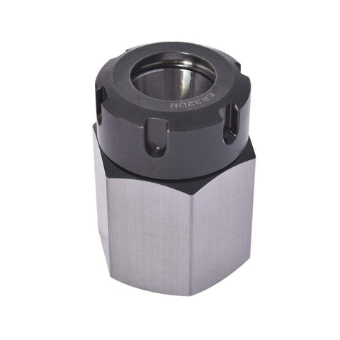 ER 32 Hex Collet Block Chuck Holder for CNC Lathe Engraving Machines, heavy-duty aluminum, hex shape, side view