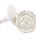 Ivory White Rose Flower Cabinet Pulls 8 Pack With 8 Mounting Screws Vintage Style Kitchen Drawer Knobs for doors.