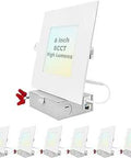 6-Inch Ultra Thin LED Square Recessed Light With J-Box, 15W, displayed with J-Box, five in a row, product image