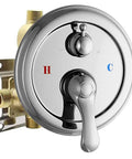 3-Function Shower Diverter Valve With Concealed Brass Pressure Balance Rough-In Valve Trim Kit In Polished Chrome close-up