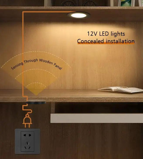 Hidden 12V Dimmer Switch With Touch Sensor Through Wood Panel For RVs Cabinets Wardrobes And LED Strips installation diagram