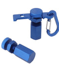 Blue stair gauge attachment with anti-slip hex knob and easy grip thumb screw. Made of high-strength aluminum alloy.