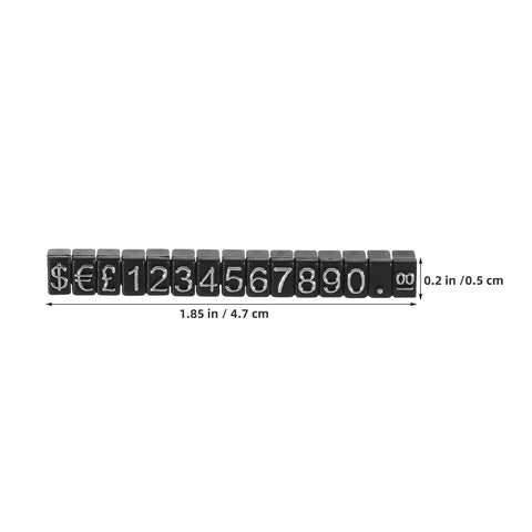 12 Set Jewelry Price Display Cubes With Black Numeric Blocks And Flexible Price Sign Labels For Retail Shops And Vending Machines, Quick Change Tags For Easy Instant Price Updates, showcasing currency symbols and numbers.