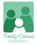 Illustration of a family-owned company logo in green with three figures and the text "Family-Owned Company" below.