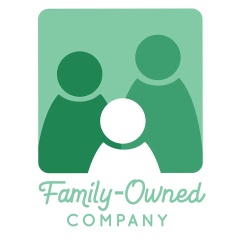Green logo with three abstract people above text 'Family-Owned Company' in green font.