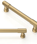 Five Pack Champagne Bronze Cabinet Pulls 5 Inch 128mm Solid Zinc Alloy Kitchen Cabinet Handles close-up showing sleek modern design