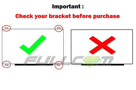 Diagram showing correct and incorrect bracket placements for 15.6 Inch FHD Laptop LCD Screen Replacement, 1920x1080 Resolution.