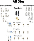 Pro Grade All In One Hand Press Fastener Kit For Rivets Eyelets Grommets And Snap Buttons With Setting Dies display