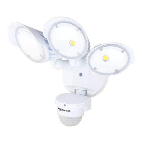 60W Waterproof LED Outdoor Motion Sensor Security Light With 3 Adjustable Heads And 6000 Lumen Brightness For Your Go To Driveways And Yards ETL Certified White, showing front view