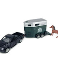1/36 Scale Diecast Pickup Truck With Trailer And Horse Transporter Open Doors Farm Rig, Metal Toy Car For Kids 3 4 5 6 7 Years