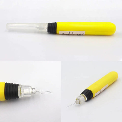 Two Pack LED Needle Threader With Light For Sewing Illuminated Manual Threader With Pinhole Visibility Close-up View