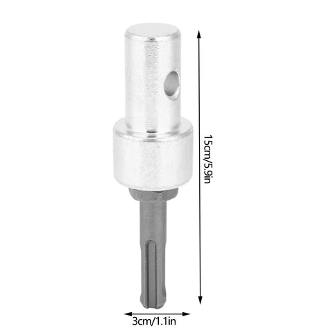 Round Shank Drill Bit Adapter For Electric Drill To Earth Auger Connector Arbor 15cm x 3cm, silver metal finish, heavy duty