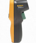 59 Max Plus Infrared Thermometer With 10 To 1 DTS Ratio, Backlit LCD, Laser Pointer, And Compact Toolbox Ready Industrial Grade Temp Tool For Fast, Accurate Measurements From 22 F To 932 F (30 C To 500 C) In Tough Work Environments., side view of black and yellow handheld infrared thermometer