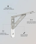 Heavy Duty 304 Stainless Steel L Shape Wall Shelf Bracket For Kitchen Bathroom And Garage, Rust Resistant, silver finish, side view