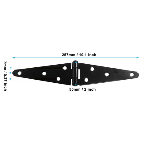 Heavy Duty 5 Inch Strap Hinges 4 Pack Rock Solid Barn Door Hardware For Sheds Gates And Garages Built Tough With No Sweat Setup And Straight Up Reliable Precision Cast Construction, 10.1 inch size.