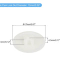Straight Up Solid 40 Pack Screw Cap Covers Premium Warm White Decorative Plastic Caps For Phillips Cam Lock Nuts Waterproof PP Build Self Tapping Screws No Sweat Upgrade Top Tier, 17mm diameter screw cap with measurements.