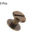 Hardcore Heavy Duty Carbon Steel Chicago Screws For Genuine Leather Badass Bronze M4 X 6MM Binding Stud in close-up view.