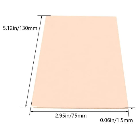 Single Sided Copper Clad Laminate PCB Board 130mmx75mmx1.5mm Bakelite for DIY prototyping, top view with dimensions shown.
