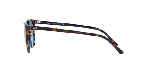 Side view of Slim Square Unisex Sunglasses With Black Frame And Green Lenses, 50mm, showing tortoiseshell temples.