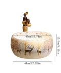 USZWBY Vessel Sinks Bathroom Vessel Sink Nordic Round Ceramic Washbasin with forest art, 44cm diameter, 15.5cm height.