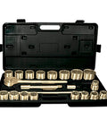20 Piece Socket Wrench Set Three Quarter Inch (21 to 50 mm) Non Sparking CuBe 12 Point Deep Well Sockets in case